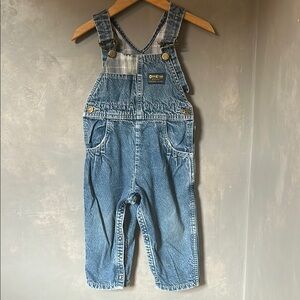 OshKosh B'gosh Plaid-lined Vintage Blue Denim Kids Overalls